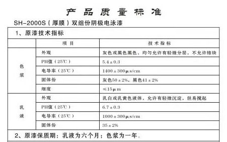SH-2000S（厚膜）雙組份陰極電泳漆